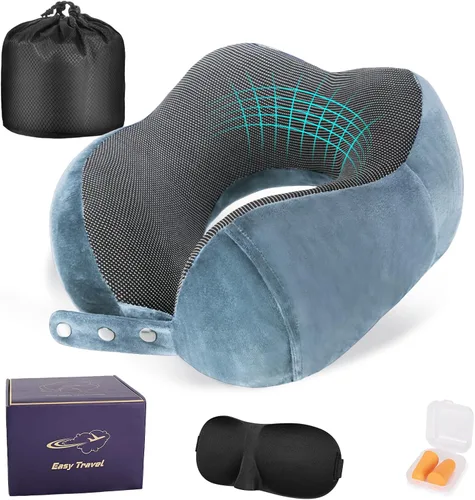 Vista 18 de Cirorld - Almohada de cuello para viajes, almohadas de viaje para aviones, 100% espuma viscoelástica para cuello, almohada de vuelo ajustable
