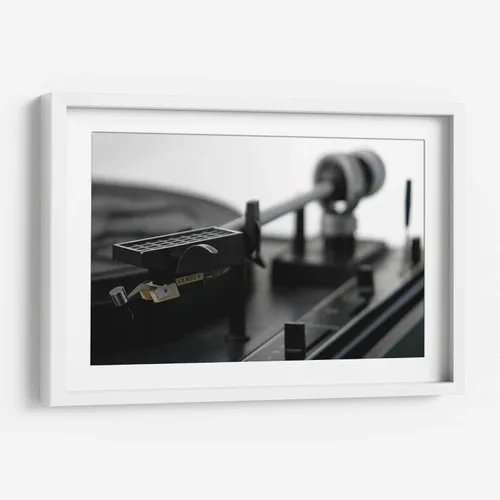 Vista 7 de Canvas Lab Turntable II by Renee W. Stramel 11 x 7 in Fine Art Framed Print, Frame Color: Black, With Mat Architecture, Black and White