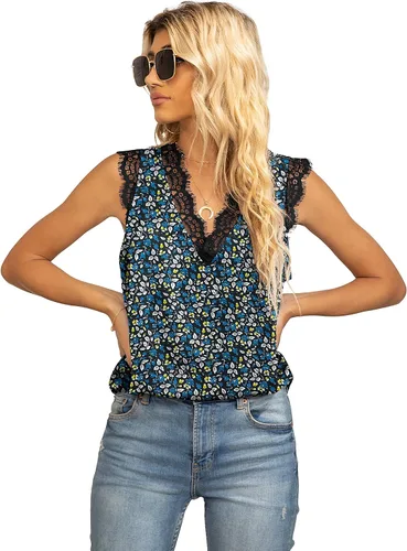 Vista 18 de VIISHOW - Camiseta sin mangas, sexy, con cuello en V y bordes de encaje para mujer, camisola de vestir, camisas de gasa, sin mangas, casuales