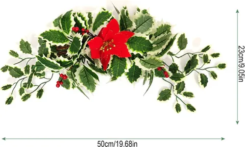 Vista 6 de Ochine Agujas artificiales de pino de invierno, con lazo de cinta y bayas rojas para decoración del hogar
