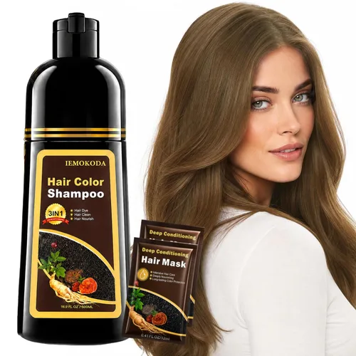 Vista 16 de Champú de tinte para el cabello 3 en 1 para mujeres y hombres, rica coloración de raíz a punta con extractos naturales, 3-4 semanas de duración