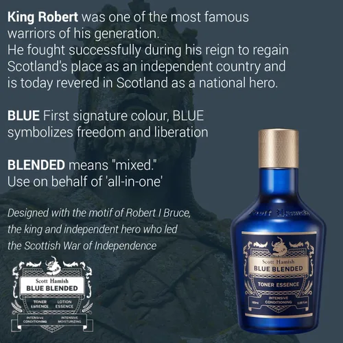 Vista 2 de Scott Hamish Blue Blended Toner Essence - Esencia de tóner facial para hombre con ácido hialurónico y aminoácidos, tóner hidratante que restaura