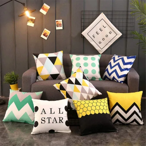 Vista 5 de Fundas de almohada Feel Good Black White - Fundas de almohada cortas de algodón de felpa para decoración del hogar, 18 x 18 pulgadas