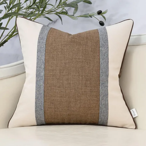 Vista 18 de Yangest - Funda de cojín de patchwork de lujo de 18x18 pulgadas, funda de almohada cuadrada de algodón y lino para sofá, dormitorio y sala de estar