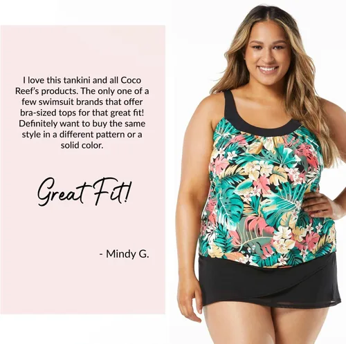 Vista 5 de Coco Reef Tankini con aros de tamaño sujetador ultra ajustado Microluxury A-Line Swimsuit Top