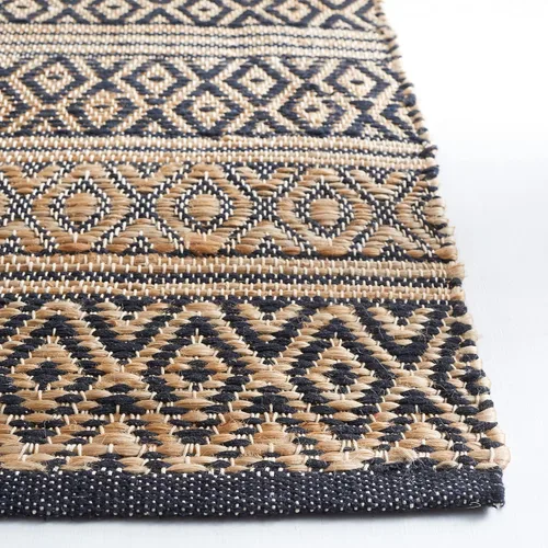 Vista 3 de SAFAVIEH Natural Fiber Collection NF379Z - Alfombra de pasillo de 2 pies 3 pulgadas x 8 pies, color negro y natural, tejido plano, diseño geométrico