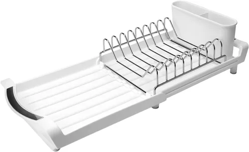 Vista 11 de Estante para secar platos compacto y expandible - Un escurridor de platos de acero inoxidable, resistente a la oxidación, que ahorra espacio