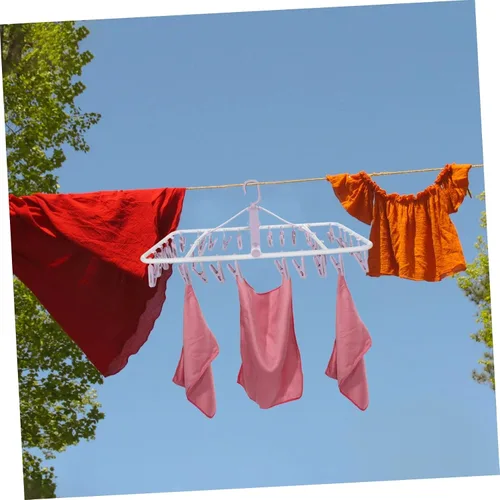 Vista 6 de Estante de secado de ropa para calcetines, 32 clips, perchero para ropa y toallas