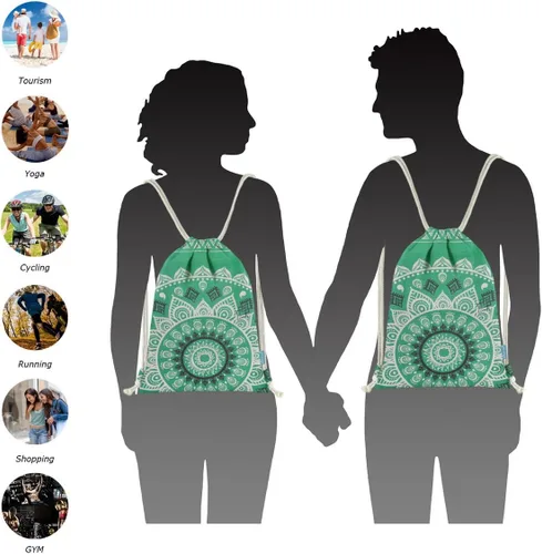 Vista 7 de Miomao Mochila con cordón estilo mandala, bolsa de lona para deportes de playa