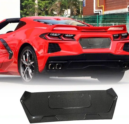 Vista 8 de Marco de placa trasera de fibra de carbono real para Chevrolet Corvette C8 2020-2025, accesorios decorativos, salida de fábrica License Plate