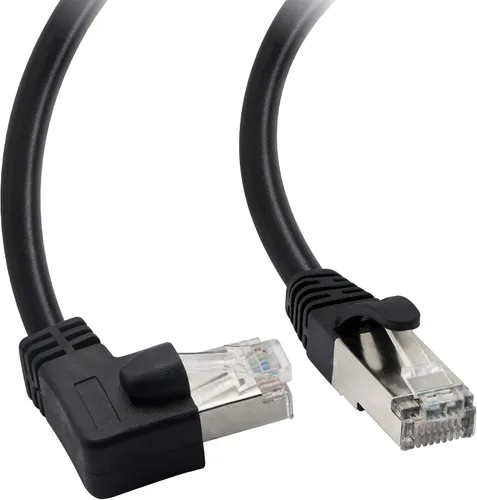 Vista 6 de Cable Ethernet Cat5, RJ45 macho a macho de 90 grados, cable de conexión de red de Internet LAN para PC, router, módem, impresora, Xbox, PS4-1.5 pies