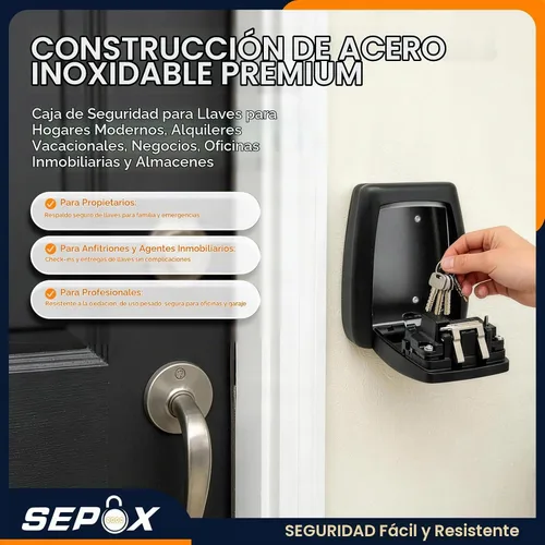 Vista 4 de SEPOX® Caja de cerradura de llave de acero inoxidable más grande de 4 dígitos combinada resistente al aire libre
