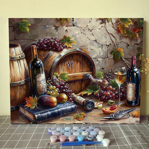 Vista 11 de Reloj de cocina de granja con limones, pintura al óleo por números, kit de pintura por números, lienzo de 16 x 20 pulgadas, pintura rústica, pintura