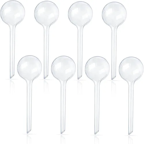 Vista 11 de 10 globos transparentes de riego de plantas, bombillas de plástico de riego automático, dispositivo de riego automático de flores, bebedero