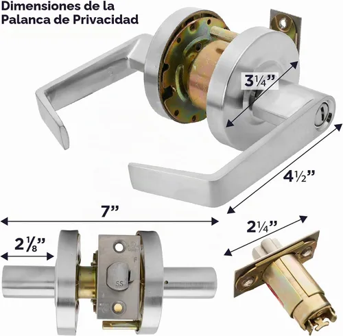 Vista 9 de Manija de puerta de baño comercial con cerradura Cerraduras de puerta comerciales de privacidad Palanca de manija de puerta de baño de grado 2