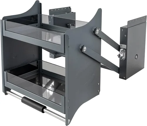 Vista 5 de Organizador de gabinete extraíble, estante desplegable de 2 niveles, estante de especias desplegable resistente, organizador de almacenamiento
