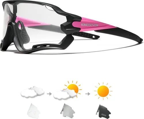 Vista 4 de KINGSEVEN Gafas de ciclismo para hombres y mujeres Bicicletas Deportes MTB Road Bike Gafas de sol Fotocromáticas LS-911