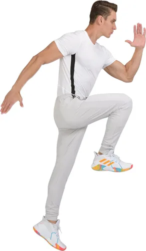 Vista 6 de Little Donkey Andy Pantalones deportivos para hombre con bolsillos con cremallera, pantalones deportivos cónicos para correr, gimnasio, entrenamiento