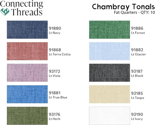 Vista 3 de Connecting Threads Paquetes de tela 100% algodón Fat Quarters para coser Tonales Chambray B