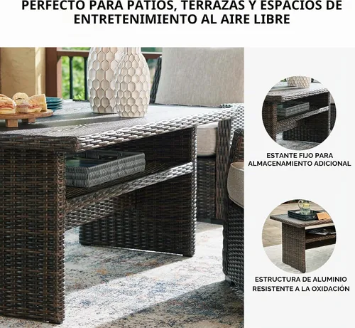 Vista 5 de Signature Design by Ashley Brook Ranch - Mesa de comedor para exteriores