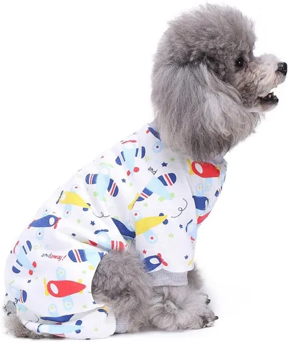 Vista 11 de s-lifeeling Disfraces de perro para chamarra para interiores y exteriores Mermaid Patrón cómodo cachorro pijamas suave perro Jumpsuit Camisa mejor