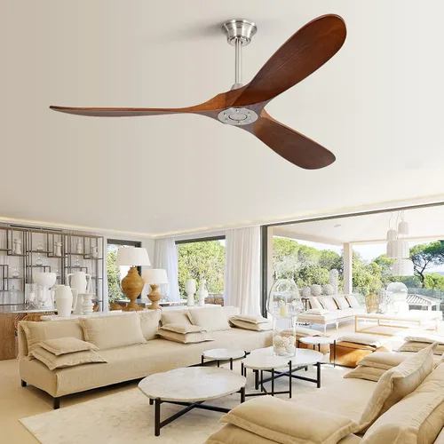 Vista 24 de Sofucor - Ventilador de techo sin luces, de 52 pulgadas, de perfil bajo, montaje empotrado, moderno, de madera, con control remoto, para interiores