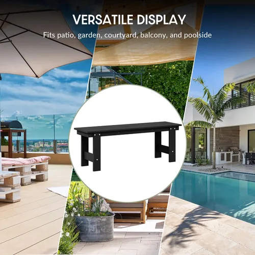 Vista 7 de WestinTrends Ashore Outdoor HDPE - Banco de patio con espalda descubierta de 48 pulgadas, color negro