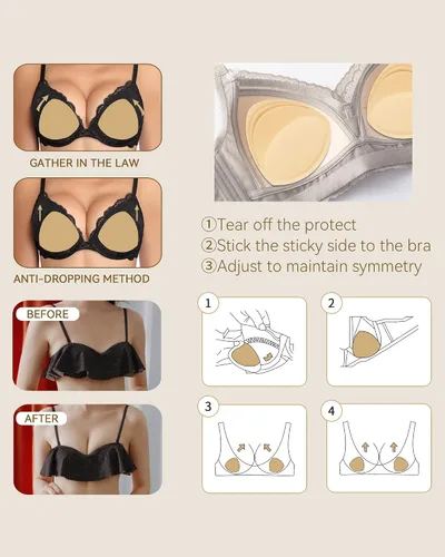 Vista 3 de Niidor Insertos de sujetador de silicona almohadillas de inserción de levantamiento de senos reutilizables impermeables para brasier realzadores