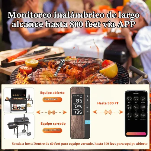 Vista 5 de Termómetro Inalámbrico para Carne - Termómetro Digital para Alimentos con Múltiples Sensores con Sonda Ultra-Delgada, Termómetro Inteligente