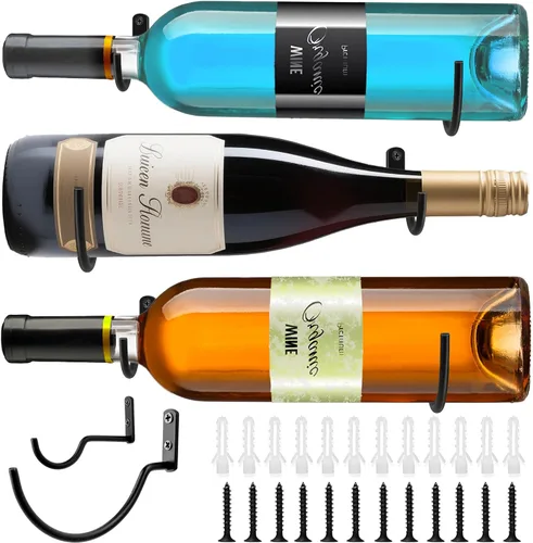 Vista 14 de Soporte para botellas de vino montado en la pared, estante para 10 botellas