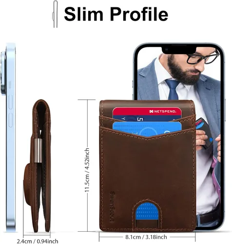 Vista 5 de Cartera para Galaxy SmartTag, Marrón, Carteras con soporte para rastreador