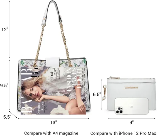 Vista 3 de Dasein Bolso de Mano de Cuero Tote Hobo para Mujer Bolso de Hombro Cartera con Asa Superior Bolso Satchel con Clutch a Juego
