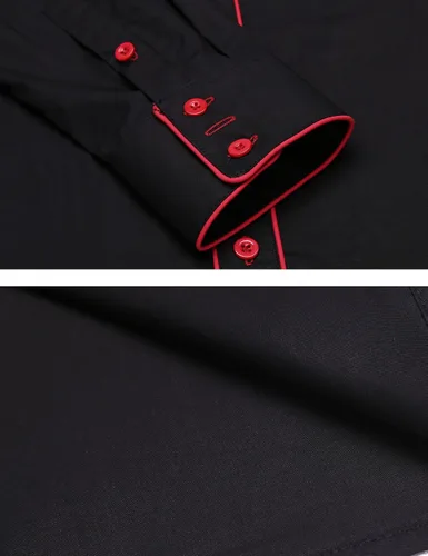 Vista 7 de Coofandy Camisa de hombre de manga larga ajustada con bordado casual de botón