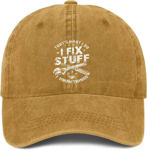 Vista 8 de I Fix Stuff and Know Things Sombrero para hombre, I Fix Things Hat, I Fix Stuff Hat, I Fix Things and I Know Stuff Hat 3 (negro)