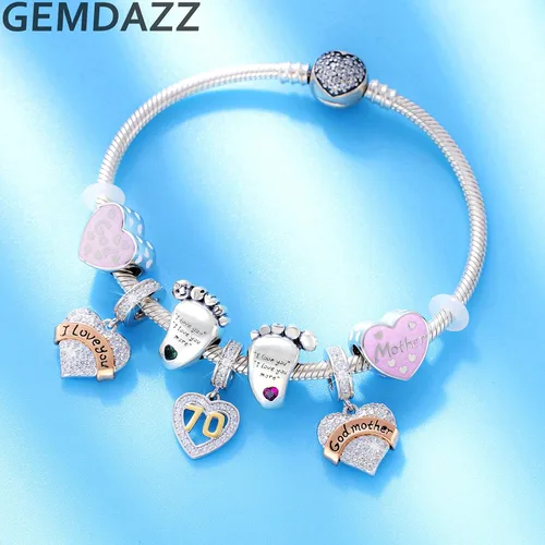 Vista 4 de Dije con colgante de corazón en pavé de plata de ley 925 para madrepadre e hija hijo hermana nana esposa marido abuela amiga madrina hija tía