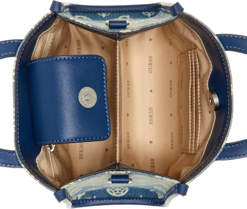 Vista 3 de GUESS Silvana - Mini bolsa de 3 compartimentos, logotipo de mezclilla degradado, Logotipo degradado de mezclilla