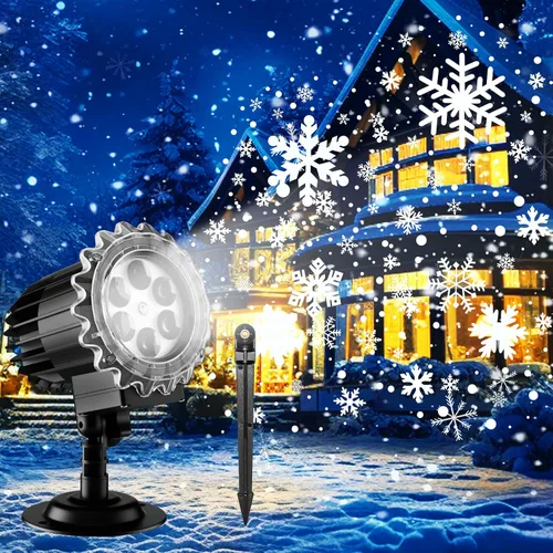 Vista 7 de Proyector de luces de Navidad para exteriores, 8 modos de imágenes, proyector de luces de Navidad con 96 dibujos animados, proyector de vacaciones