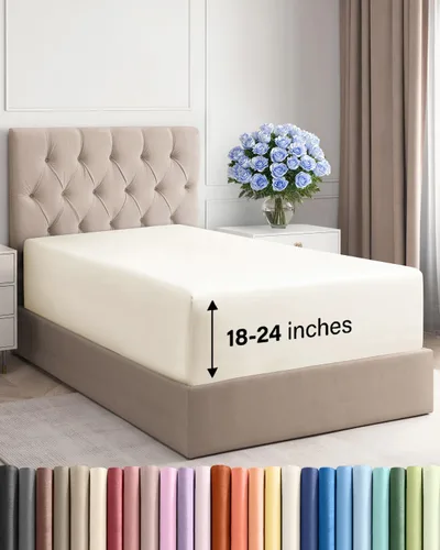 Vista 61 de Sábana bajera ajustable extra profunda Twin XL – Sábana bajera individual de lujo de hotel solamente – Se adapta fácilmente a colchones de 18 a 24