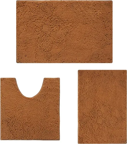 Vista 24 de Juego de alfombras de baño de 2 piezas, súper absorbente suave, gruesa, lavable en lavadora, alfombra de baño de chenilla antideslizante, alfombra