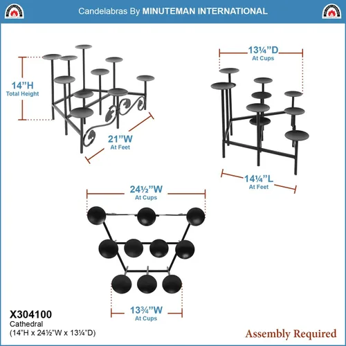 Vista 4 de Minuteman International Catedral de hierro forjado chimenea candelabro