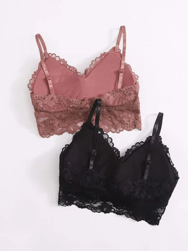 Vista 2 de SOLY HUX Bras for Women 2 Piece Floral Lace Wireless Bra Everyday Bralette