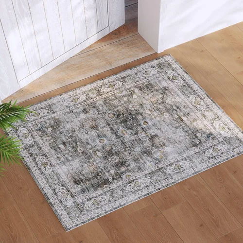 Vista 101 de Rugcomf Alfombra de Entrada de 2'x3' - Patrón Paisley, Tapete para Puerta de Entrada Interior, Floral Vintage, Lavable a Máquina, Alfombra