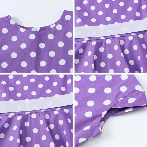 Vista 6 de Vestido de té para niñas, estilo vintage, de los años 50, con diseño de lunares, estilo Rockabilly para fiesta de graduación, vestido de té