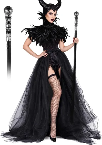 Vista 11 de UQJE Disfraz de bruja gótica para mujer, falda de tul, chal de plumas y Negro1