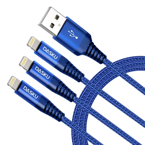 Vista 8 de Cable Lightning de 3 pies, 3 unidades [certificado Apple MFi], cable de carga de nailon trenzado para iPhone, cable de carga resistente compatible