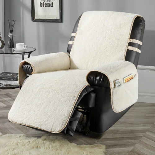 Vista 8 de STONECREST - Funda para silla reclinable, funda de sherpa, se mantiene en su lugar (Cholate, reclinable regular de 23 pulgadas)