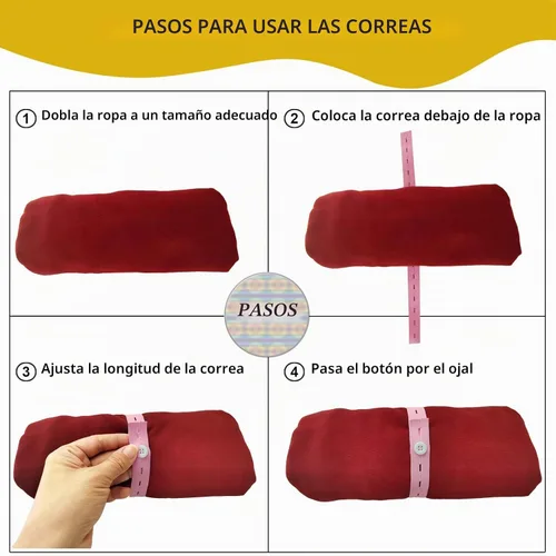 Vista 2 de 100 bandas elásticas con botones y ojales, cajones de alta resistencia, banda de almacenamiento de ropa enrollable, ajustable, ahorro de espacio
