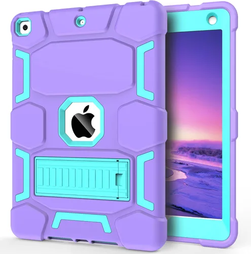 Vista 13 de CCMAO Funda para iPad de 6ª/5ª generación (9.7 pulgadas, 2018/2017), iPad Air de 2ª generación (2014) con soporte, funda protectora híbrida a prueba