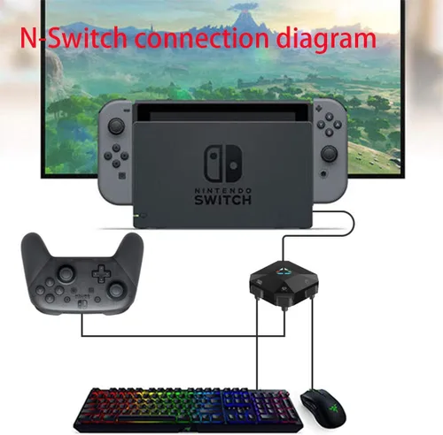 Vista 4 de Dobe TNS-19077 NS-Switch Adaptador de teclado y mouse para Nintendo SwitchPS4PS3Xbox ONE360 Host Series Conversor conexión original de guía de mango