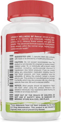 Vista 9 de BP Rescue Suplemento de apoyo para la presión arterial, vitaminas y hierbas para ayudar a la circulación y el flujo sanguíneo, suplementos naturales